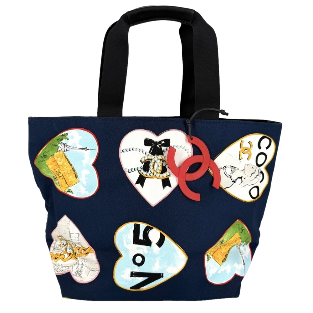 Chanel Tote Bag for Women, Valentine's Day Gift, Heart Design, Coco Mark, Sho...